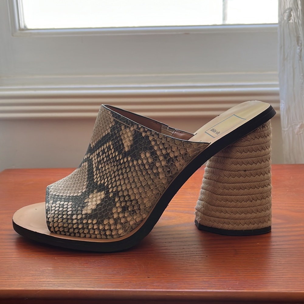 Dolce Vita Snakeskin Pattern Embossed Leather Rope-Wrapped Heeled Sandal